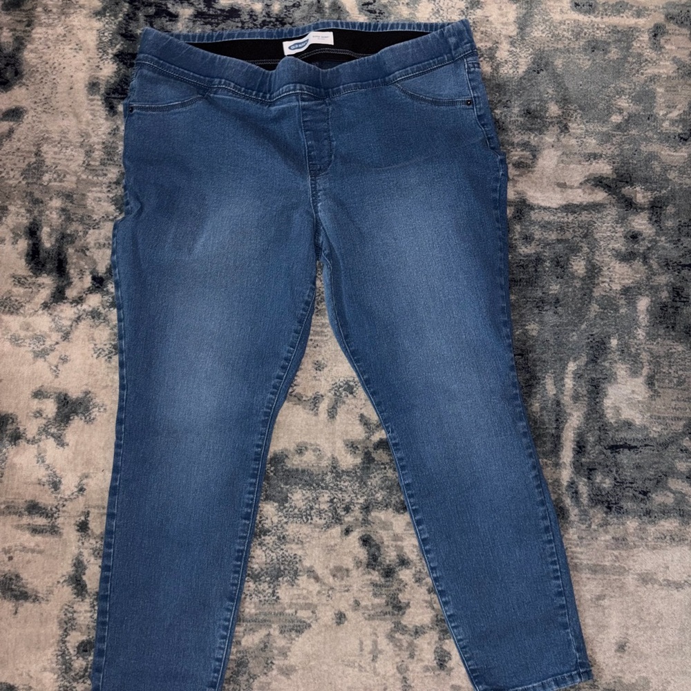Old Navy super skinny jeggings mid-rise blue denim pullover pants Women’s size18
